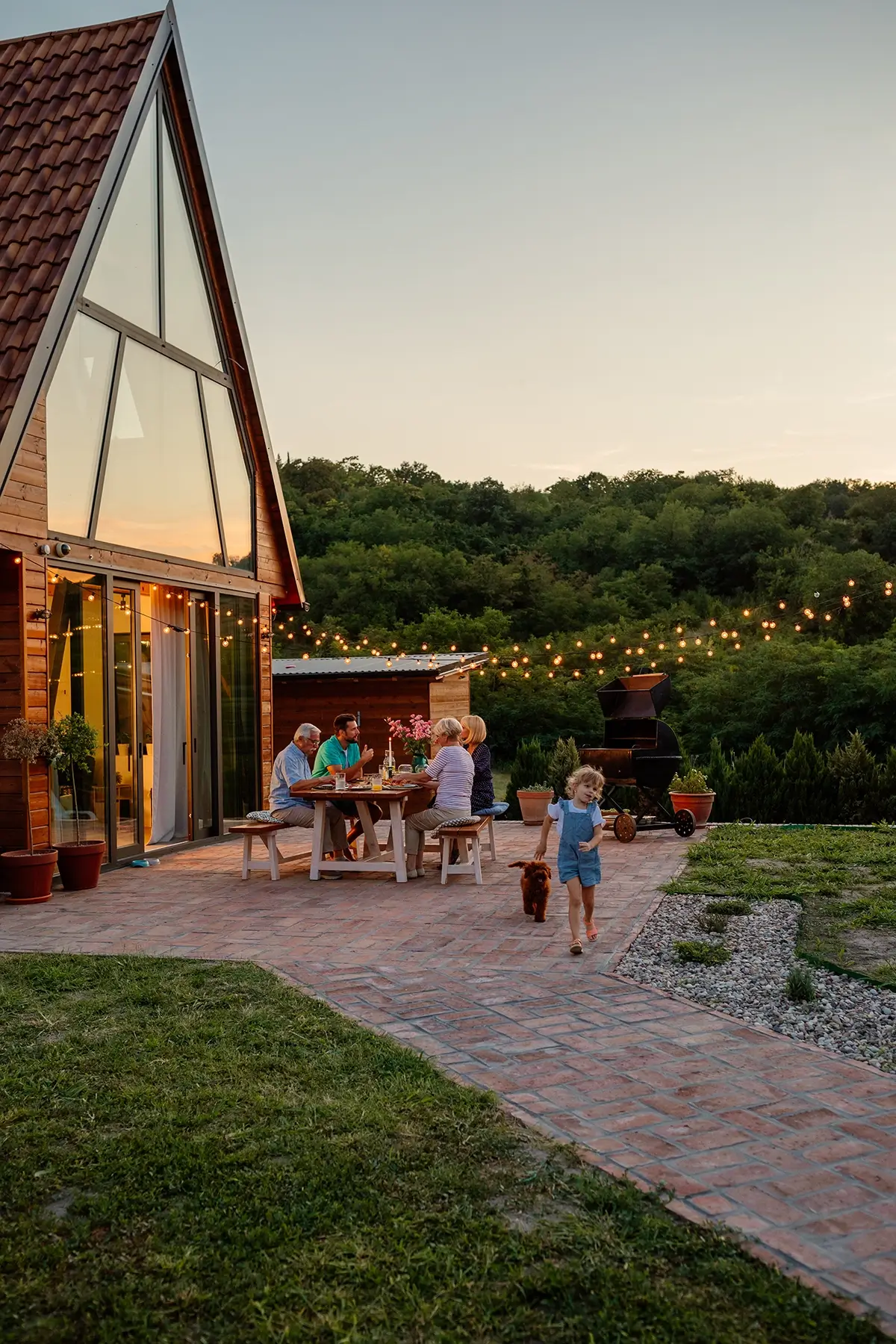 Family gathering at Maine barn-style property